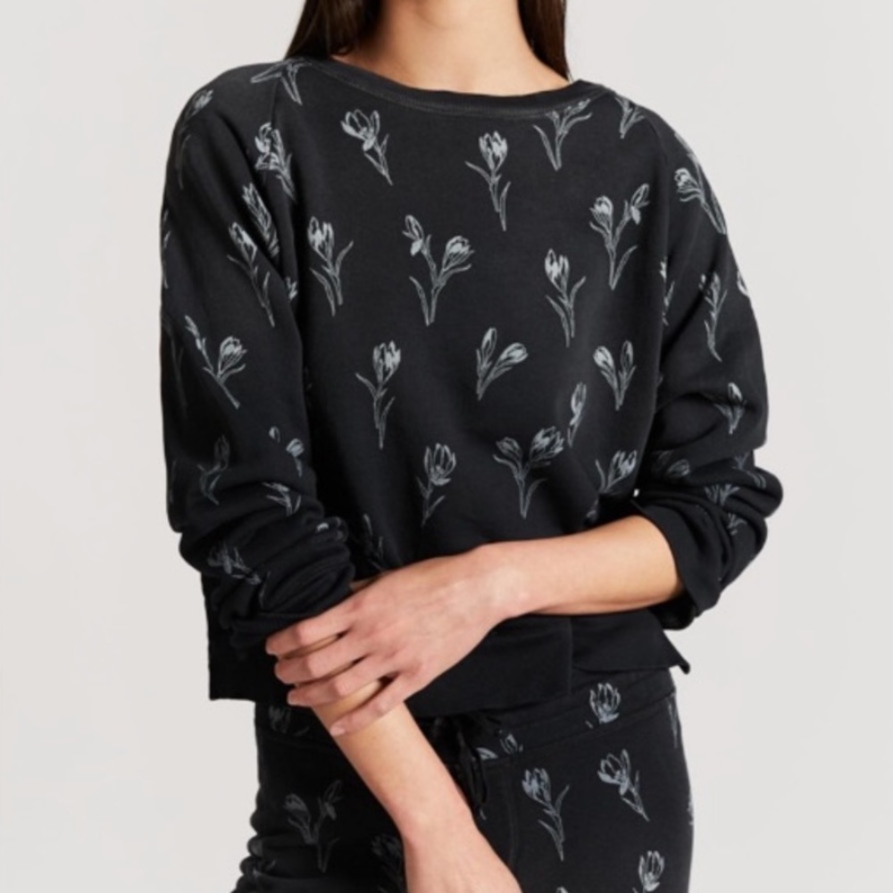 Current/Elliott Split Back Sweatshirt Tulip Print